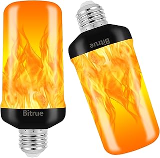 【Upgraded】 Bitrue Flame Light Bulb,LED Flame Effect Light Bulb, E26 Base,4 Modes Flickering Light Bulbs, Fire Light Bulb with Gravity Sensor (【Upgraded】2 Pack)