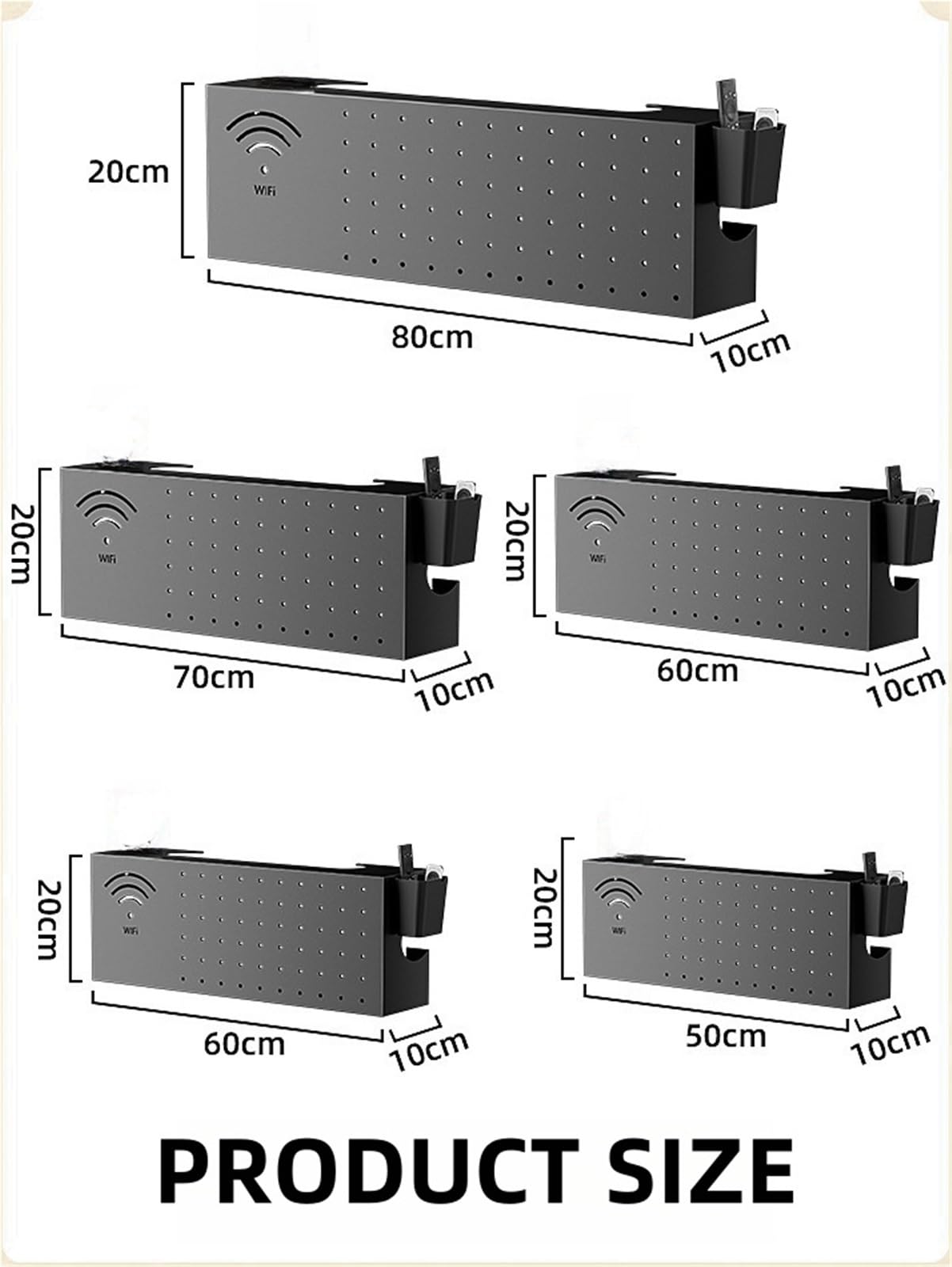 Armoire de rangement murale pour routeur avec multiprise et gestion des câbles – Étagère élégante pour économiser de l'espace pour routeurs et modems Wi-Fi – Idéal pour la maison ou le bureau
