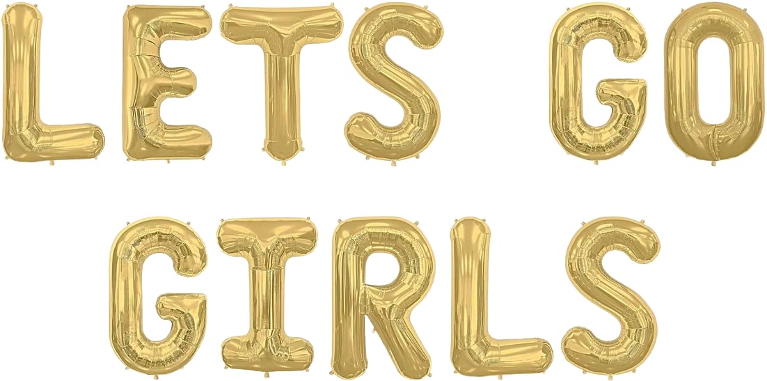 Gold Lets Go Girls Foil Balloon, 1m (2 Pack)