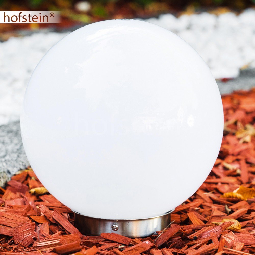 Lámpara solar Nassau, lámpara globo con pincho de tierra, lámpara globo de plástico blanco Ø 20 cm, lámpara de exterior con interruptor de encendido/apagado, lámpara solar con interruptor crepuscular