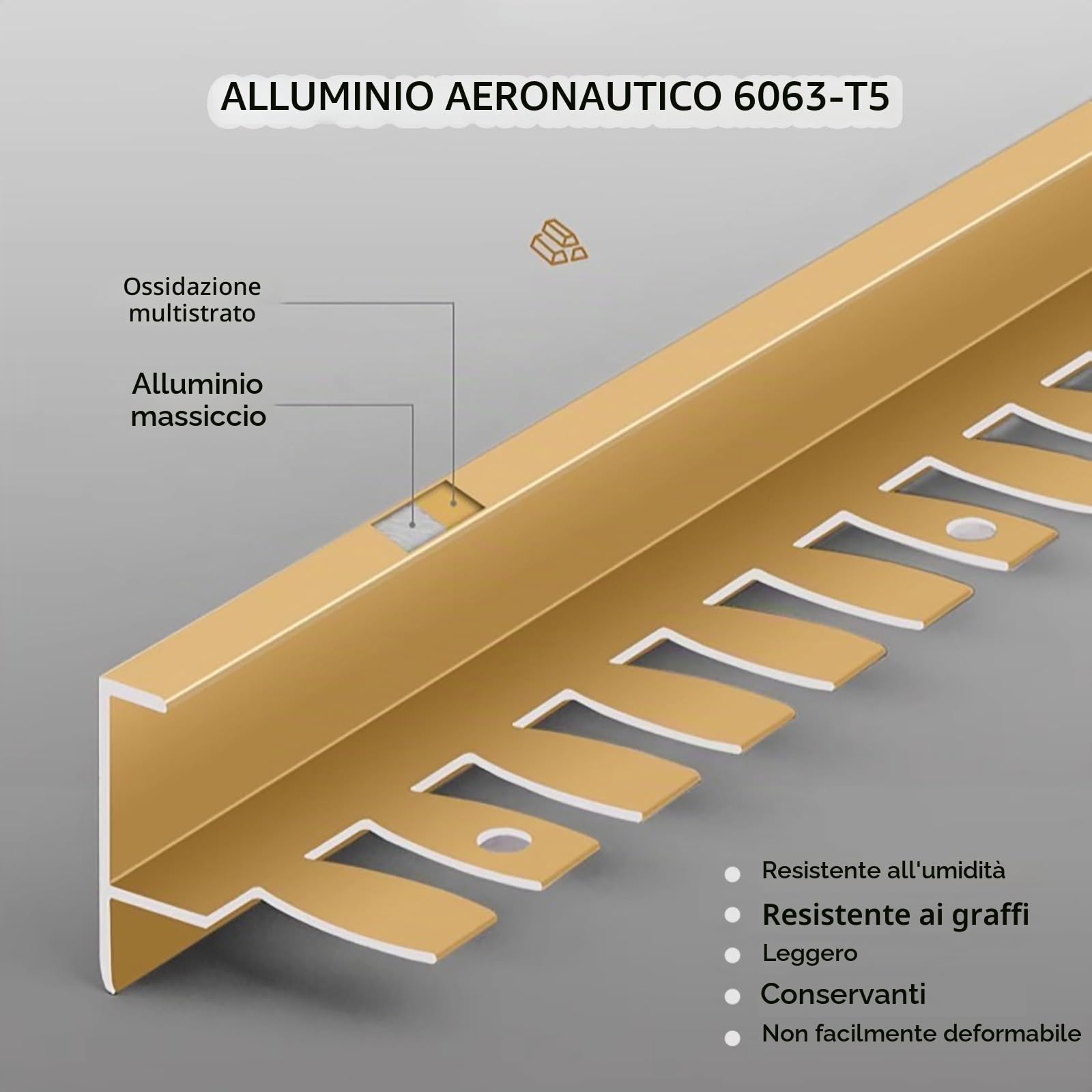 Profilo Per Bordo Scala In Metallo, Pieghevole A Forma Di F, Lunghezza 135cm (2 Pezzi), Per Bordatura Gradini In Parquet, Laminato E Piastrelle, Profilo Terminale Decorativo Per Pavimento(Silv