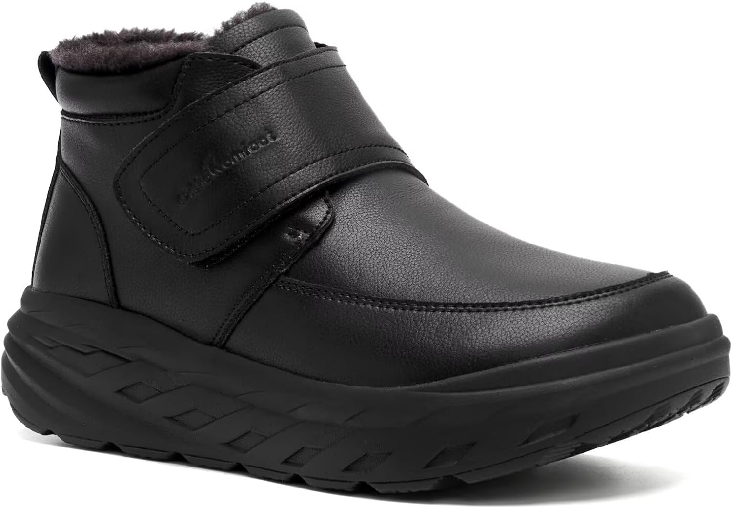 OrthoComfoot Women's Orthopedic Wide Leather Winter Ankle Boots: Comfortable Diabetic Arch Support Dress Shoes for Plantar Fasciitis, Casual Hook and Loop Walking Shoes for Foot and Heel Pain