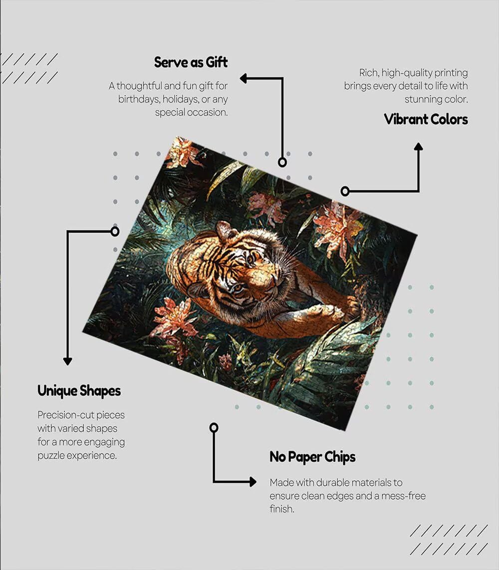 BXHZW3-443 Puzzle 3000 elementów, kwiaty, tygrys, puzzle dla dorosłych, 3000 sztuk, klasyczne puzzle, gra zręcznościowa, puzzle dla całej rodziny, z opakowaniem, dekoracja, prezenty, BXHZW3-443