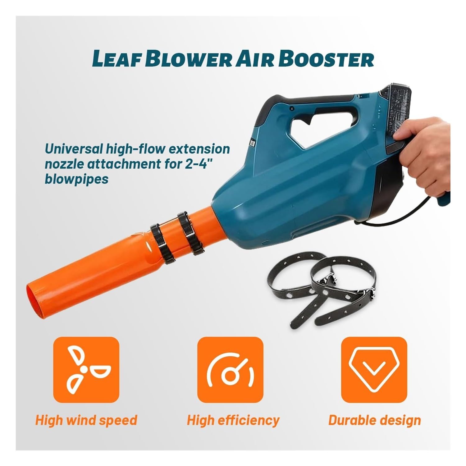 Amplificador de aire para soplador de hojas, accesorio universal de boquilla de soplador de hojas, amplificador de aire inalámbrico para tubos de soplador de 2 a 4 pulgadas, acelerador de flujo