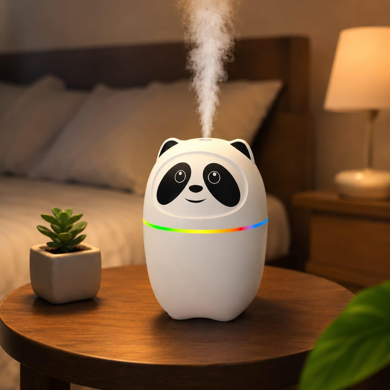 BIRVAN 2 in 1 Pot-Shaped Cool Mist humidifier and Essential Oil Diffuser with Colorful Ambient Lighting Will revitalize Your Space and Make it The for Your Home, Office, or car. (1, Panda)-image-22