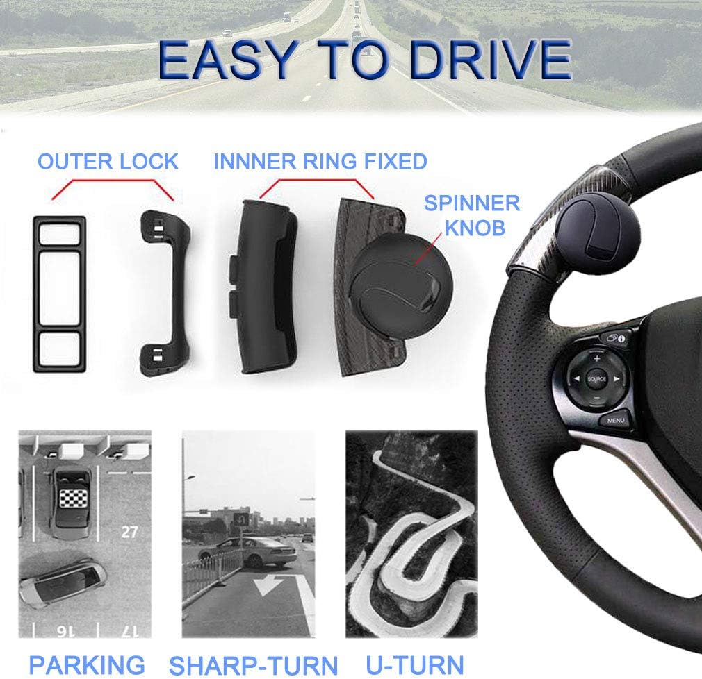JONMON Steering Wheel Spinner Knob - Universal 360 Degrees Car Vehicle Suicide Power Booster Ball Handle Steering Wheel Accessories for Cars, SUV, Trucks