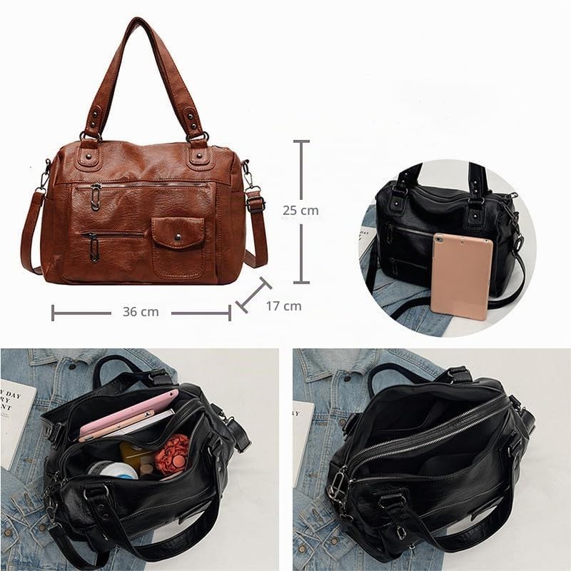 Borsa Bauletto con Tracolla da Donna in Pelle Sintetica Hobo Borsa a mano Sacchetto Borsa a spalla Donna Borse Manici Lunghi Donne Borsetta Borse a tracolla Marrone