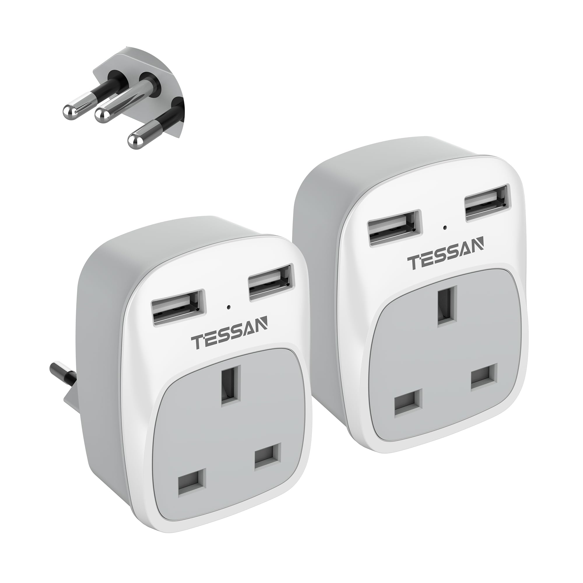 South Africa Plug Adapter 2 Pack, TESSAN UK to South Africa Plug Adapter with USB C and 2 USB A, 4 in 1 Type M Travel Adaptor — view 11