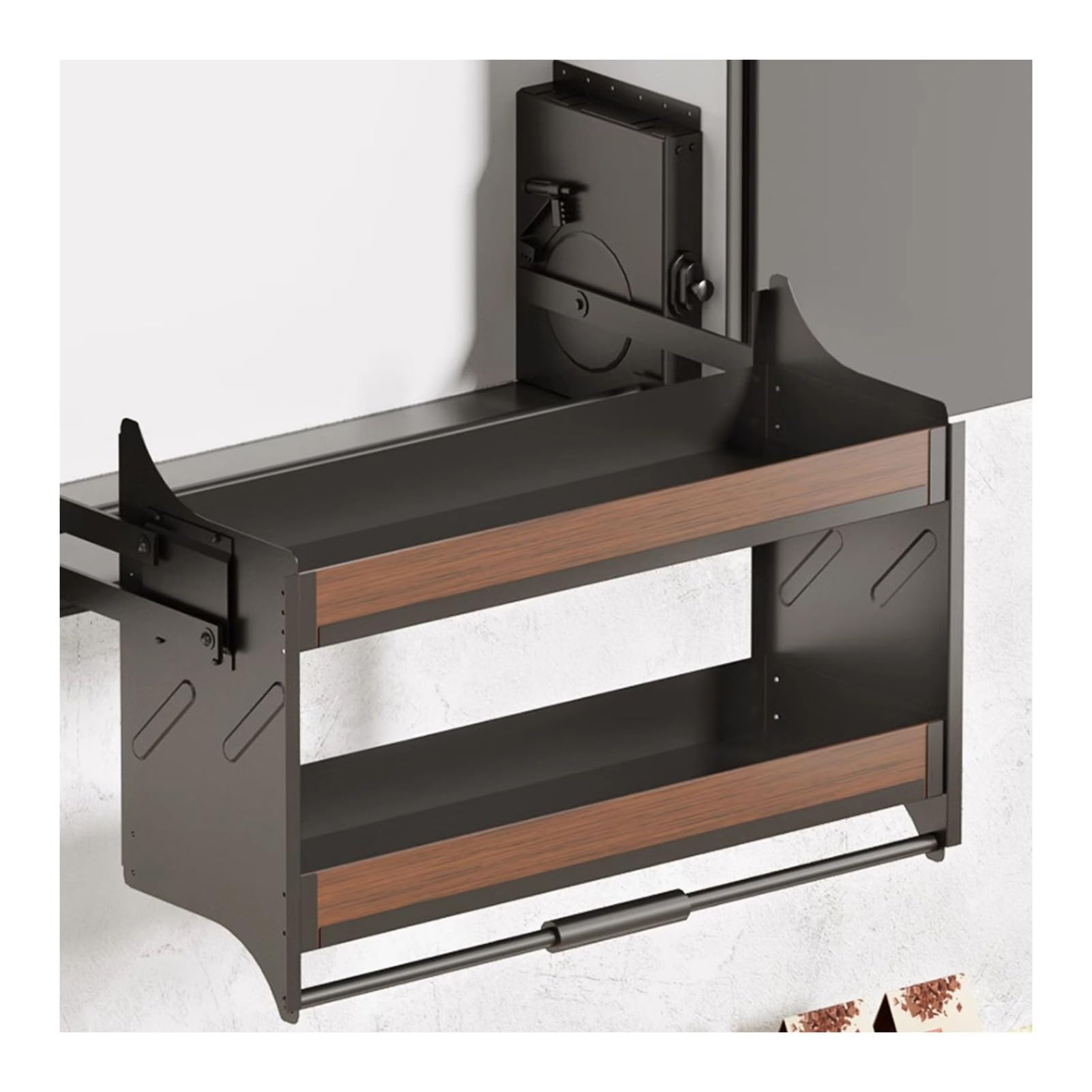 Étagère de placard de cuisine à 2 niveaux, organiseur relevable pour appareils électroménagers, capacité de 20 kg, design peu encombrant, solution de rangement efficace pour la cuisine (660 x 260 x