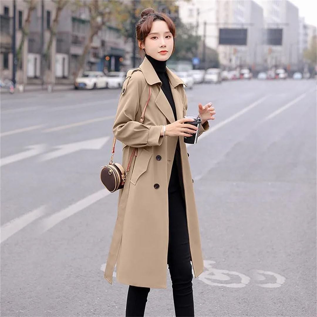 Trench da donna per con fodera trench femme doppio petto cappotto cintura giacca Lady Tops
