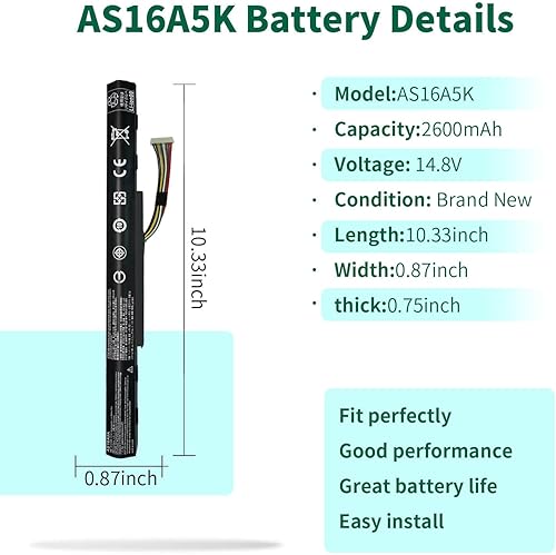 Miniatura 2 de AS16A5K - Batería para Acer Aspire E15 E5-575 E5-575G E5-576 E5-576G N16Q2 E5-575-33BM E5-575-52JF E5-575-54E8 E5-575-54EB E5-57 5G-53VG