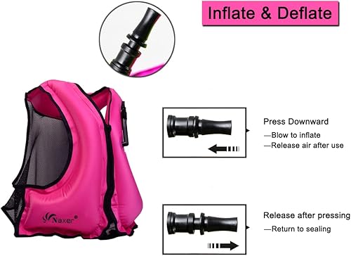 Miniatura 4 de NAXER Chaquetas inflables de flotabilidad, chalecos de esnórquel para adultos, kayak, kayak, esnórquel, traje de esnórquel de 90 a 200 libras, fácil