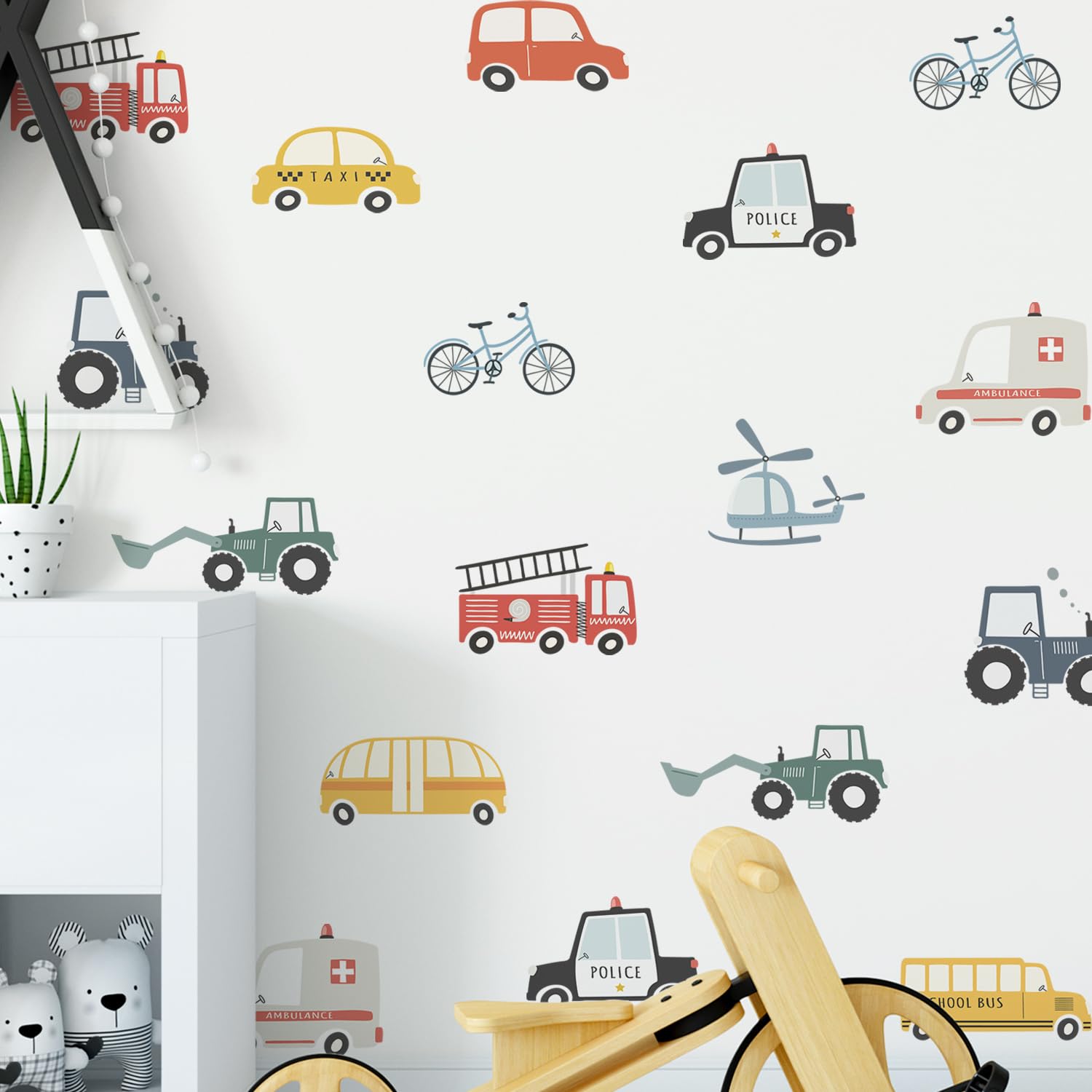 Neukids Boy Wall Stickers,48pcs Colorful Car Wall Decals for Kids Bedrooms Classroom, Removable Children's Nursery Stickers Walls Boy Baby Toddler Room Decor — image 1