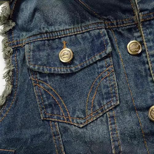 Men's Slim Fit Denim Vest - Casual Sleeveless Jacket with Button Retro Ripped Front Summer Jean Vest for Men3