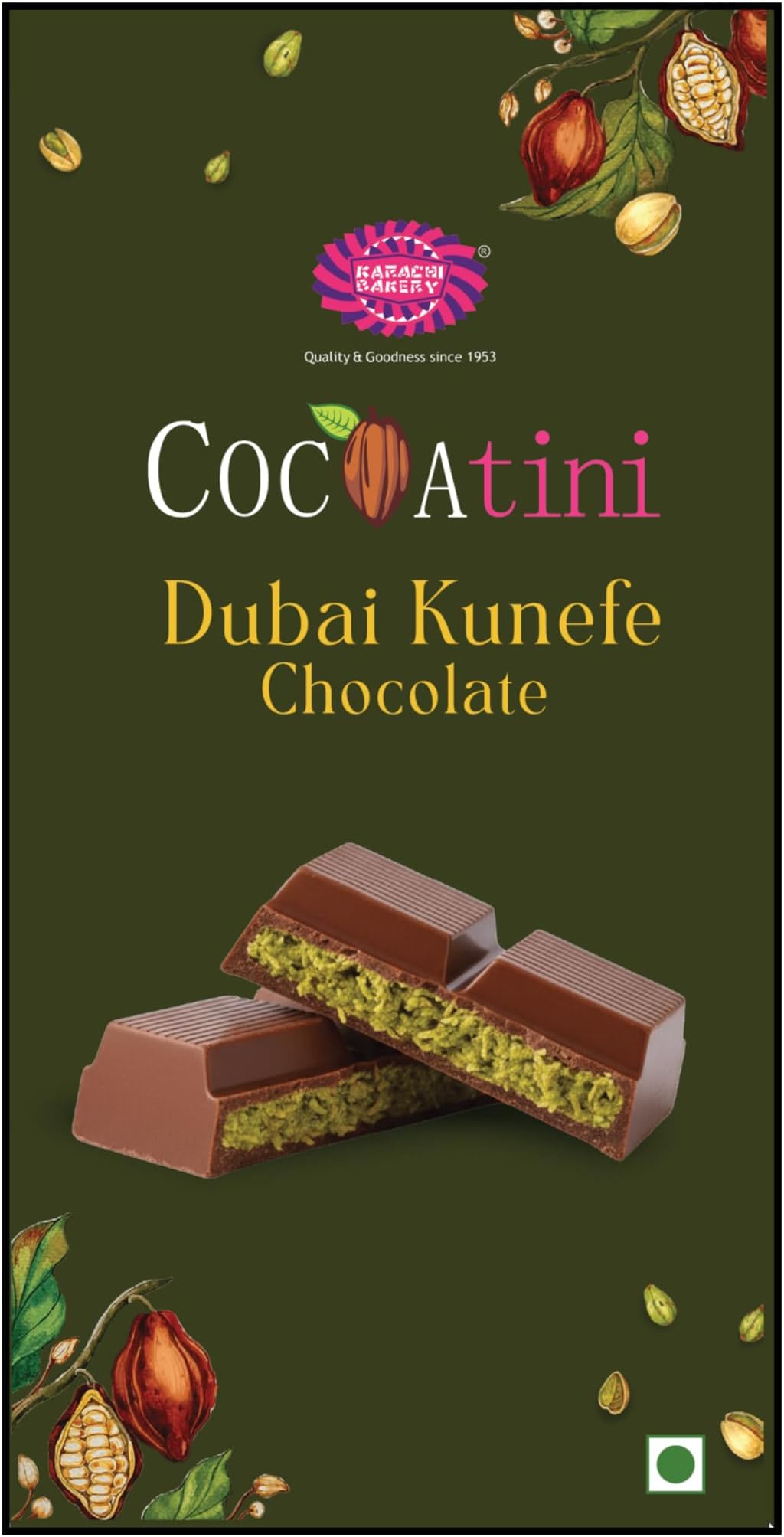Cocoatini Dubai Kunefe Chocolate Bar 90gm By Karachi Bakery