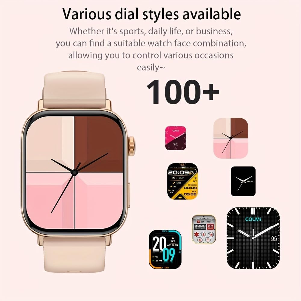 COLMI C8 MAX Smartwatch displaying various customizable watch faces