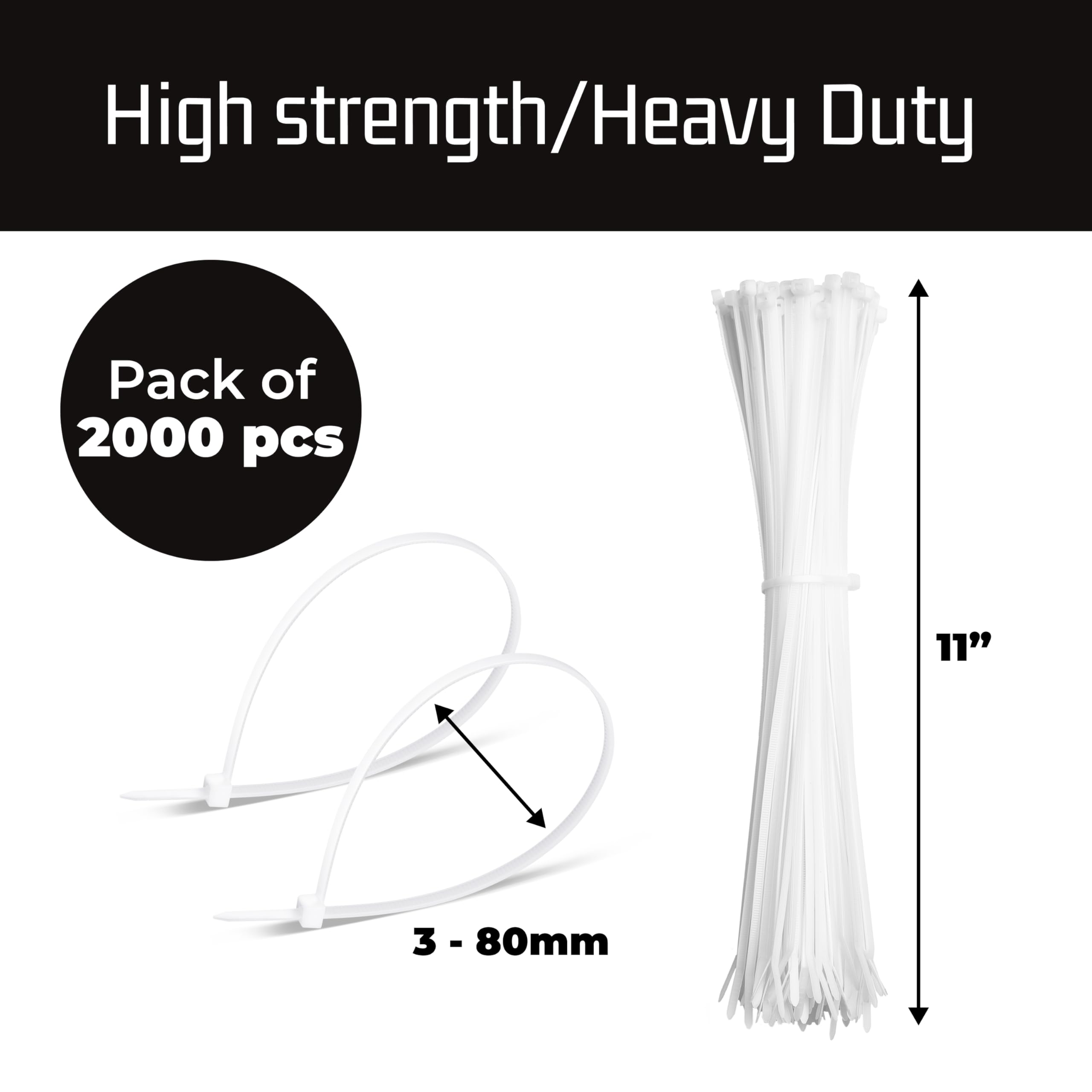 Amazon.com: Bolt Dropper White Zip Ties - 50 lbs Tensile Strength
