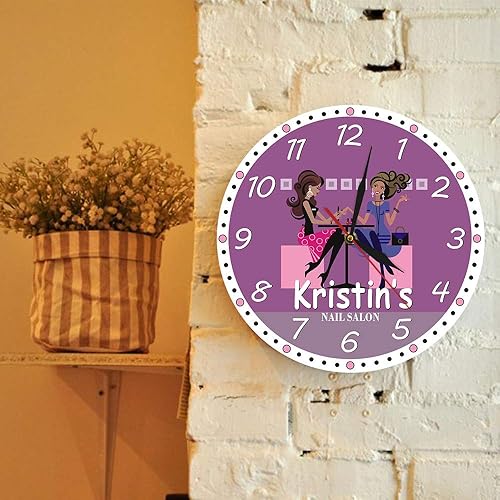 Miniatura 6 de The Geeky Days Nail Tech - Reloj de pared moderno de 12 pulgadas impreso silencioso de cuarzo para salón de belleza, spa, decoración artística,