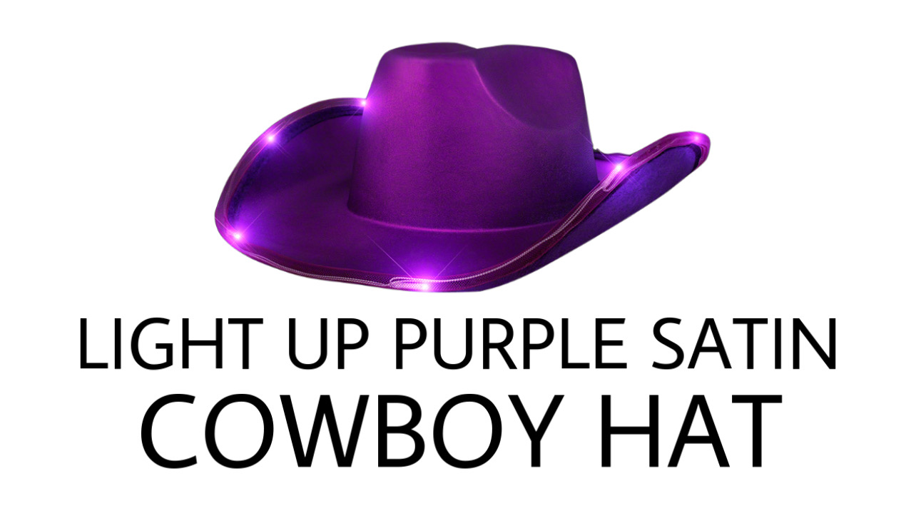 Pack of 3 Light Up Purple Shiny Satin Metallic Space Cowboy 