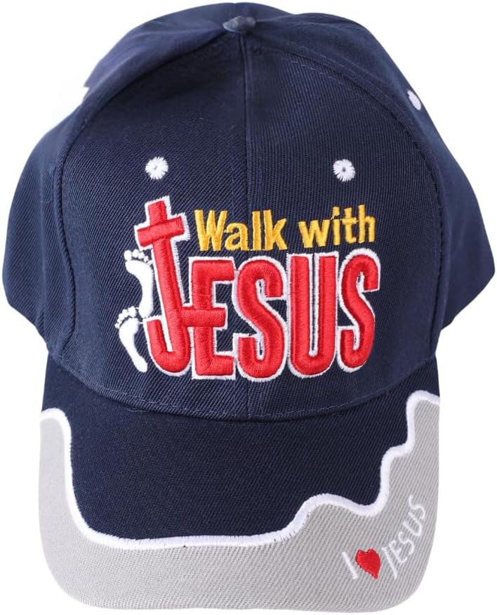 Walk with Jesus | Christian Hats for Men Womens Baseball Hat | Inspirational Dad Hats One Size Adjustable Velcro Strap Cap