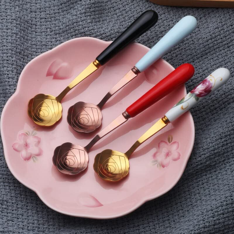 Łyżeczka do herbaty 10 szt. Łyżeczka do mieszania kawy, imitacja ceramicznej rączki Łyżeczka do kawy, Łyżeczka do napojów ze stali nierdzewnej Łyżeczka do lodów Łyżka do deserów Prezent ślubny
