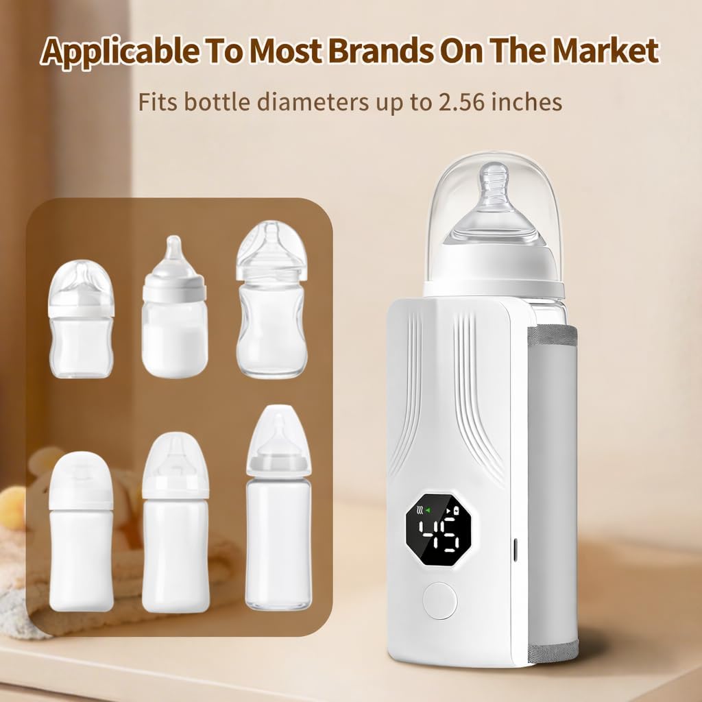 Portable Bottle Warmer for Travel, Fast Heating,Long Battery Life & Large Capacity for Baby Outdoor Travel and Various Bottled Heating