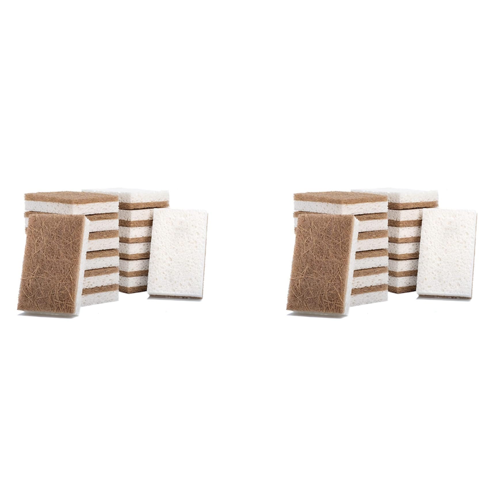 Hndhbfgrt 32PCS Biodegradable Compostable Cellulose Kitchen Sponges Coconut Scrubber - Eco Friendly Sponge for Dishes Cleaning