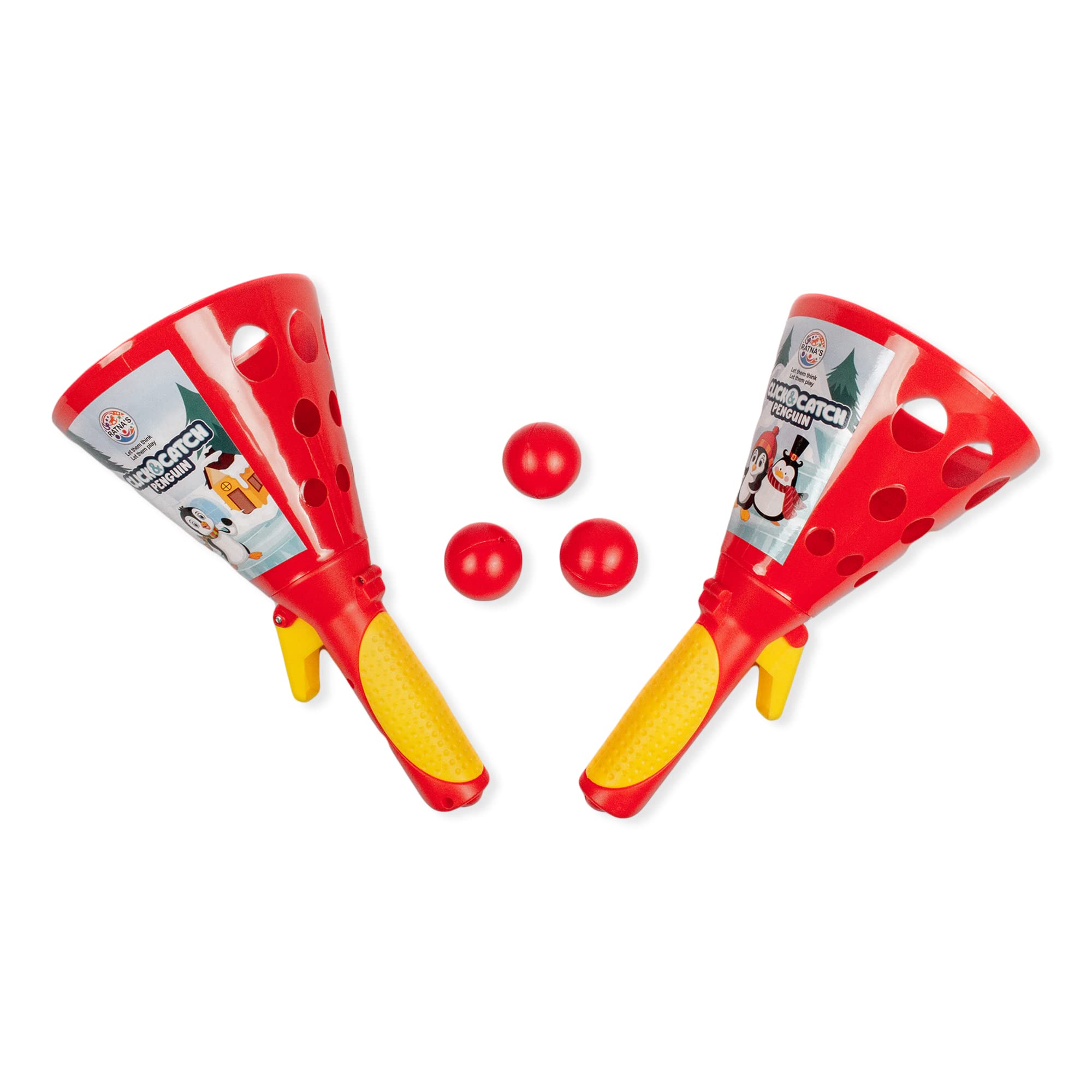 RATNAS Click & Catch Plastic Twin Ball Indoor & Outdoor Game Pop and Catch Launcher Basket Toy Set for Boys & Girls (Penguin Red) (B09K7H13RC) Amazon Price History, Amazon Price Tracker