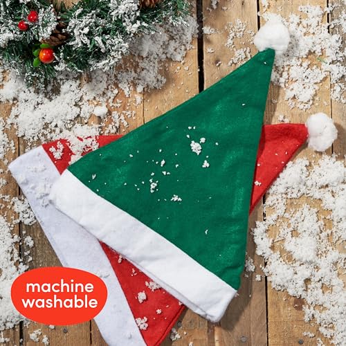 THE TWIDDLERS 20 Rot & Grün Weihnachtsmütze für Kinder & Erwachsene - Nikolausmütze für Xmas Party, Filz Weihnachtsmützen, Nikolausmütze Kinder & Erwachsene - 38cm Weihnachtsmützen