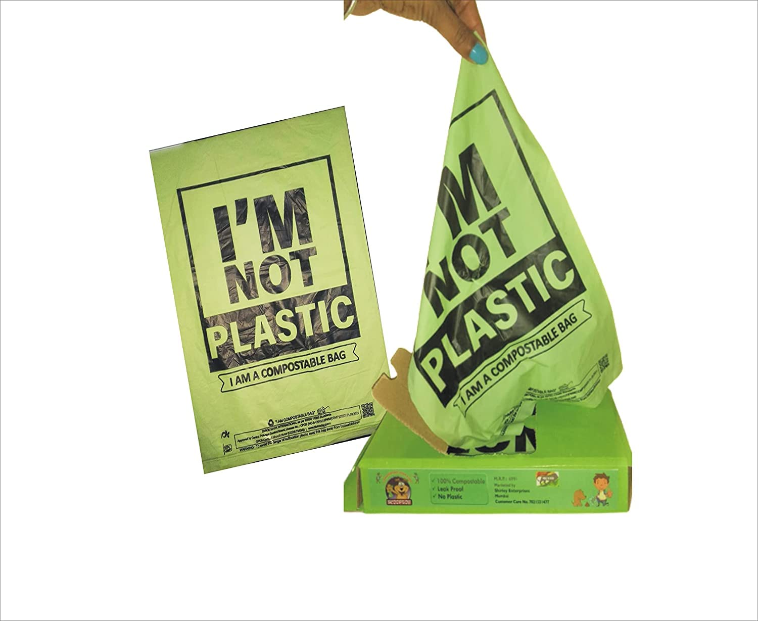 Polythene Free, Biodegradable Compostable, Grocery bags,8x13 inches(Compostable) 50 Bags