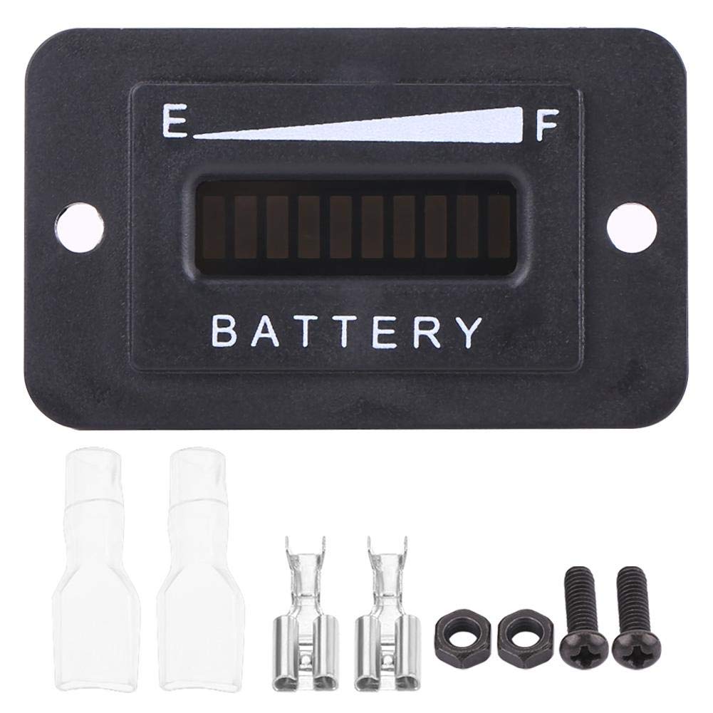 LED Battery Indicator, 12V/24V/36V/48V Led Digital Battery Indicator Meter Gauge with Hour Meter for Cart(48V)