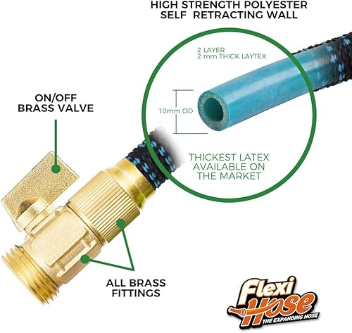 Miniatura 4 de Flexi Hose Manguera de jardín expandible con boquilla de 8 funciones, 100 pies, manguera de jardín retráctil ligera, manguera de agua, flexibilidad