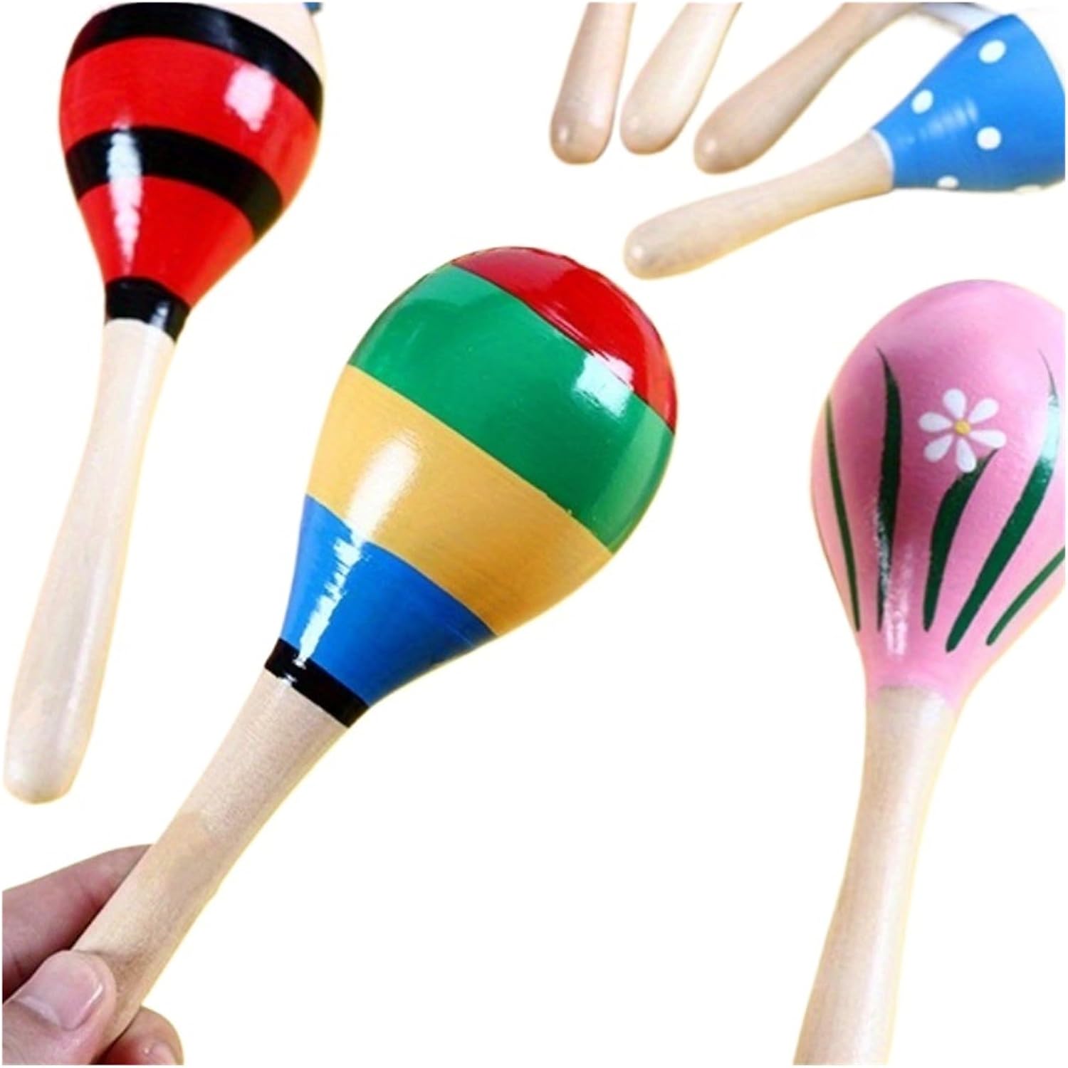 maracas, Wooden Sand Hammer,Large/Small Wooden Sand Hamme,for music event(2pcs- large - random)