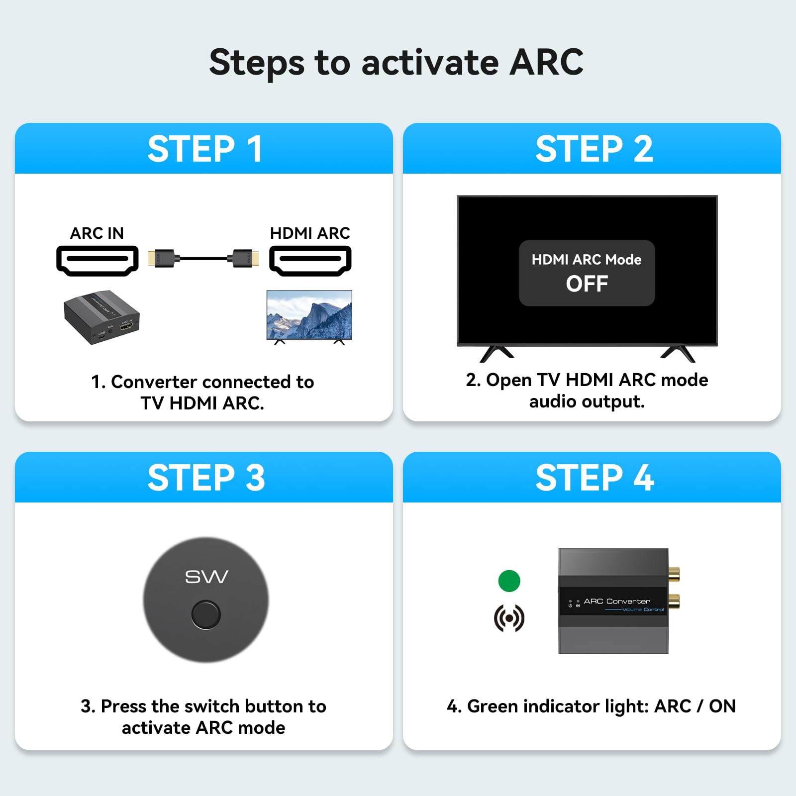 VEDINDUST HDMI ARC Adapter ARC Audio Extraktor RCA L/R 3,5 mm AUX Stereo mit USB-Netzversorgung & HDMI-ARC Kabel Aluminiumlegierung für PS4/5 HDTV Verstärker