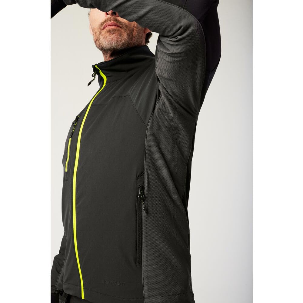 Portwest EV475 - Chaqueta de trabajo ajustada para hombre, tela elástica, cremallera inversa con estampado reflectante