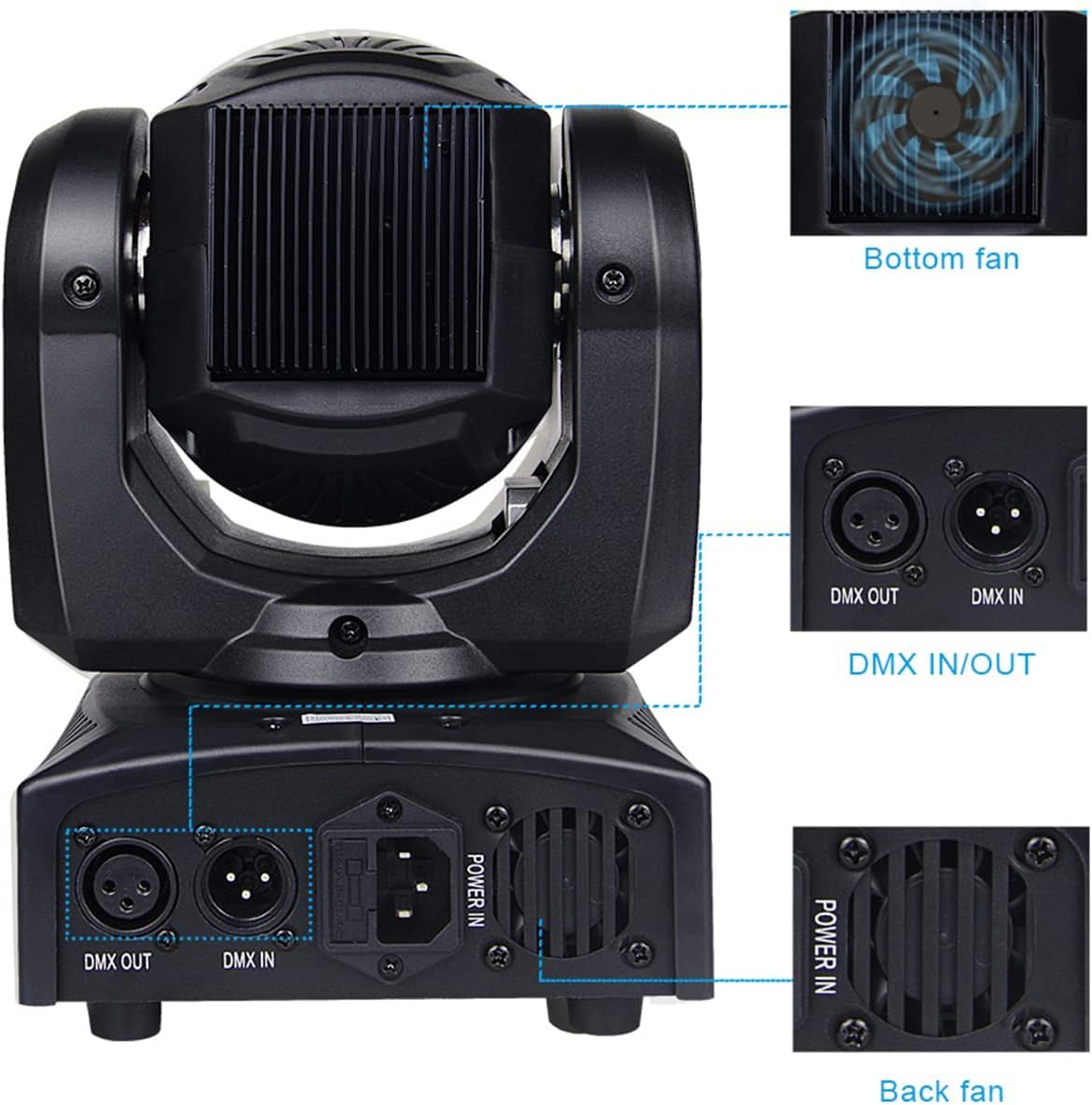 BETOPPER Lyre Beam 30W Jeu de Lumière DJ 7 Gobo 7 Couleurs Lumiere Disco 2P | RGBW Lumière de Scène 7+1 Couleurs & 7+1 Motifs Tête Mobile DMX512 Projecteur Lumiere Soiree Pour Danse Bar Spectacle