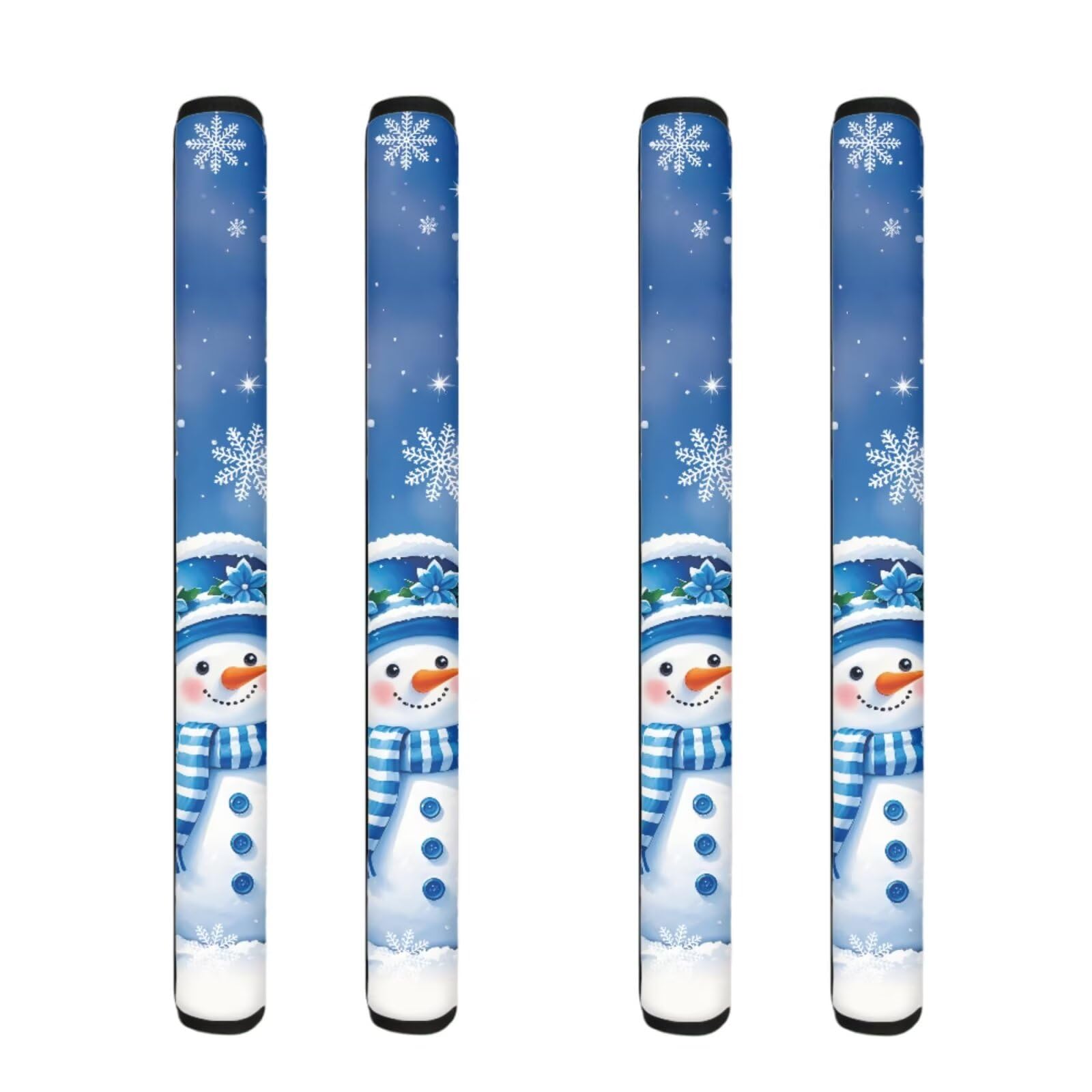 Blue Cute Snowman Refrigerator Door Handle Cover-4pcs Christmas