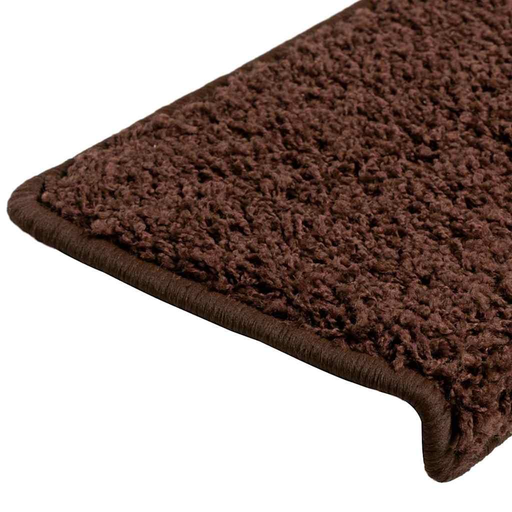 Tappetini per gradini 15 pezzi 65 x 21 x 4 cm marrone