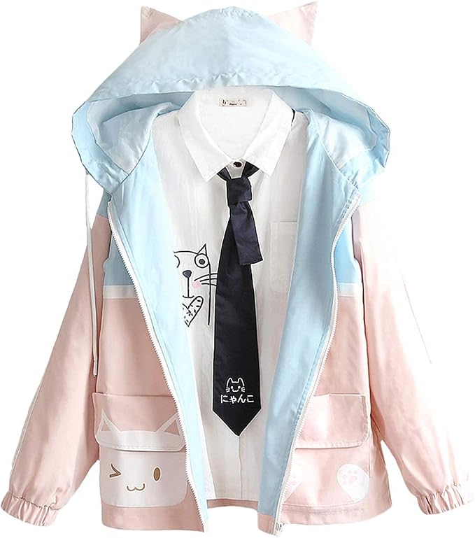 Cape à Capuche Kawaii Pour Filles HIMI HIMIFASHION - Motif Empreinte De Chat Style Japonais - Confortable Et Chaud Automne Hiver