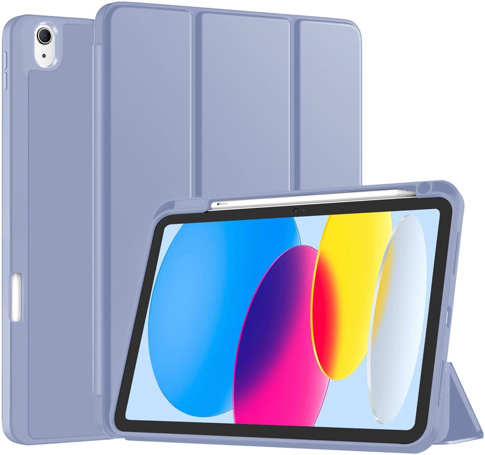 Robustrion Cover for iPad 11th Generation (A16) / 10th Gen Cover Case with [Right Side Pencil Holder] [Auto Sleep Wake] [Soft Back] (2022/2025), Case for iPad 11th 11"/ 10th 10.9" - Lavender-image-42