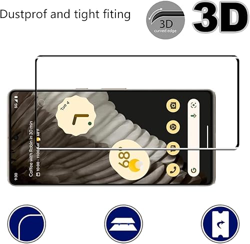 Miniatura 6 de Protector de pantalla de vidrio templado para Google Pixel 7 Pro 5G, curvado 3D, dureza 9H, antiarañazos, HD transparente, compatible con Google
