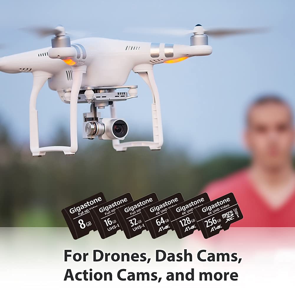 Gigastone Scheda di memoria da 8 GB, confezione da 5 schede, ad alta velocità di lettura fino a 80 MB/s. Ideale per portatile Full HD Video, U1 C10 Scheda Micro SDHC UHS-I con 2 mini custodie e 1