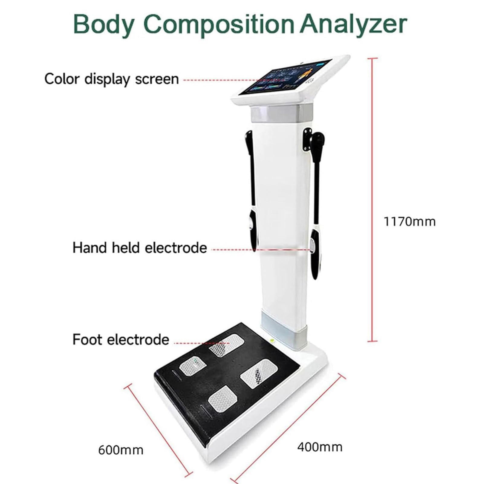 Elektroniczny monitor tłuszczu ciała BMI 10,1 cala, Bioimpedancja Maszyna do analizy dla domu i siłowni, analizator ciała BMI, zawartość tłuszczu (117 x 60 x 40 cm)
