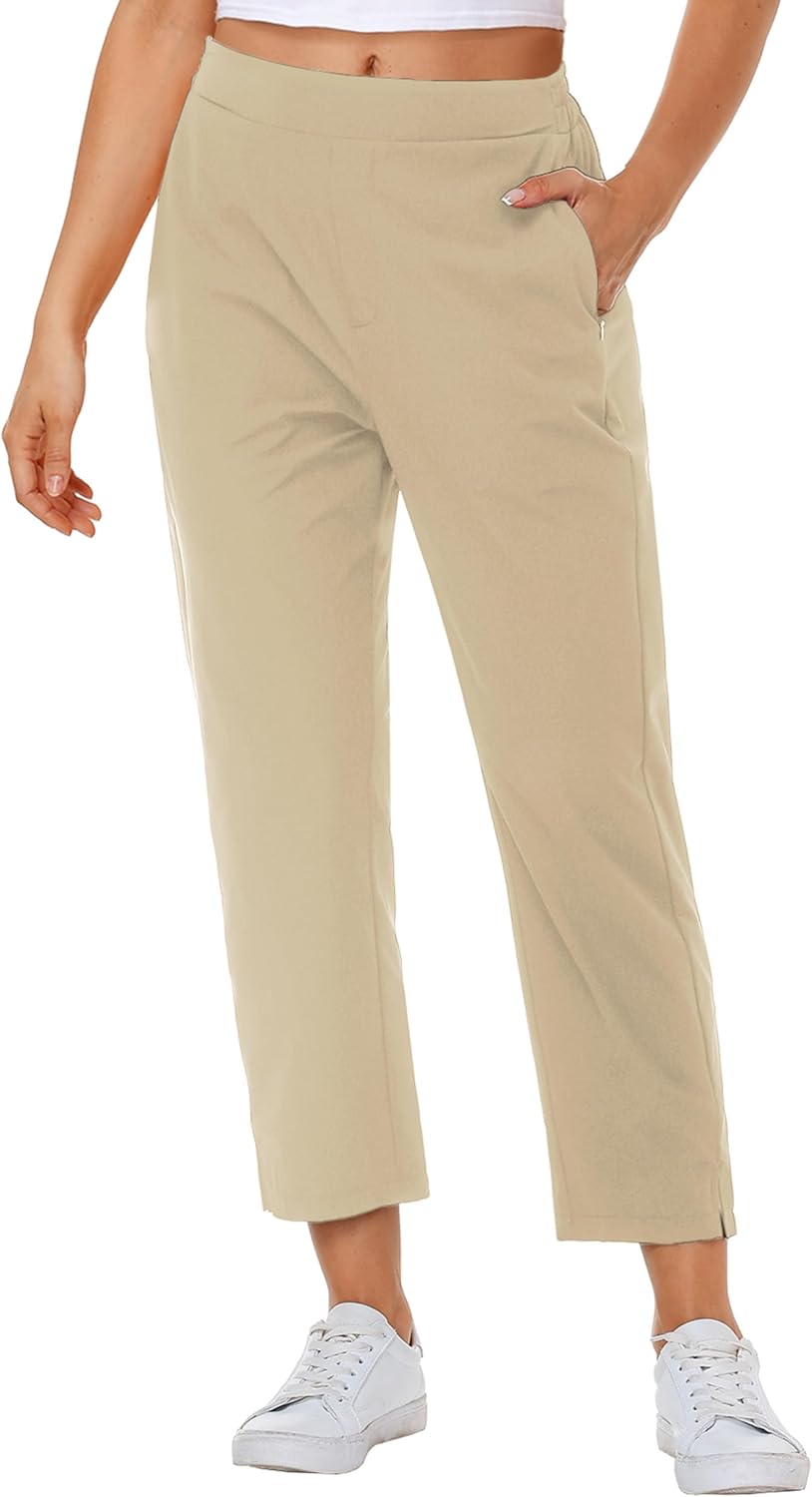 AOBUTE Women's Golf Pants with Zip Pockets High Waisted Stretch Hiking Travel Work Pants