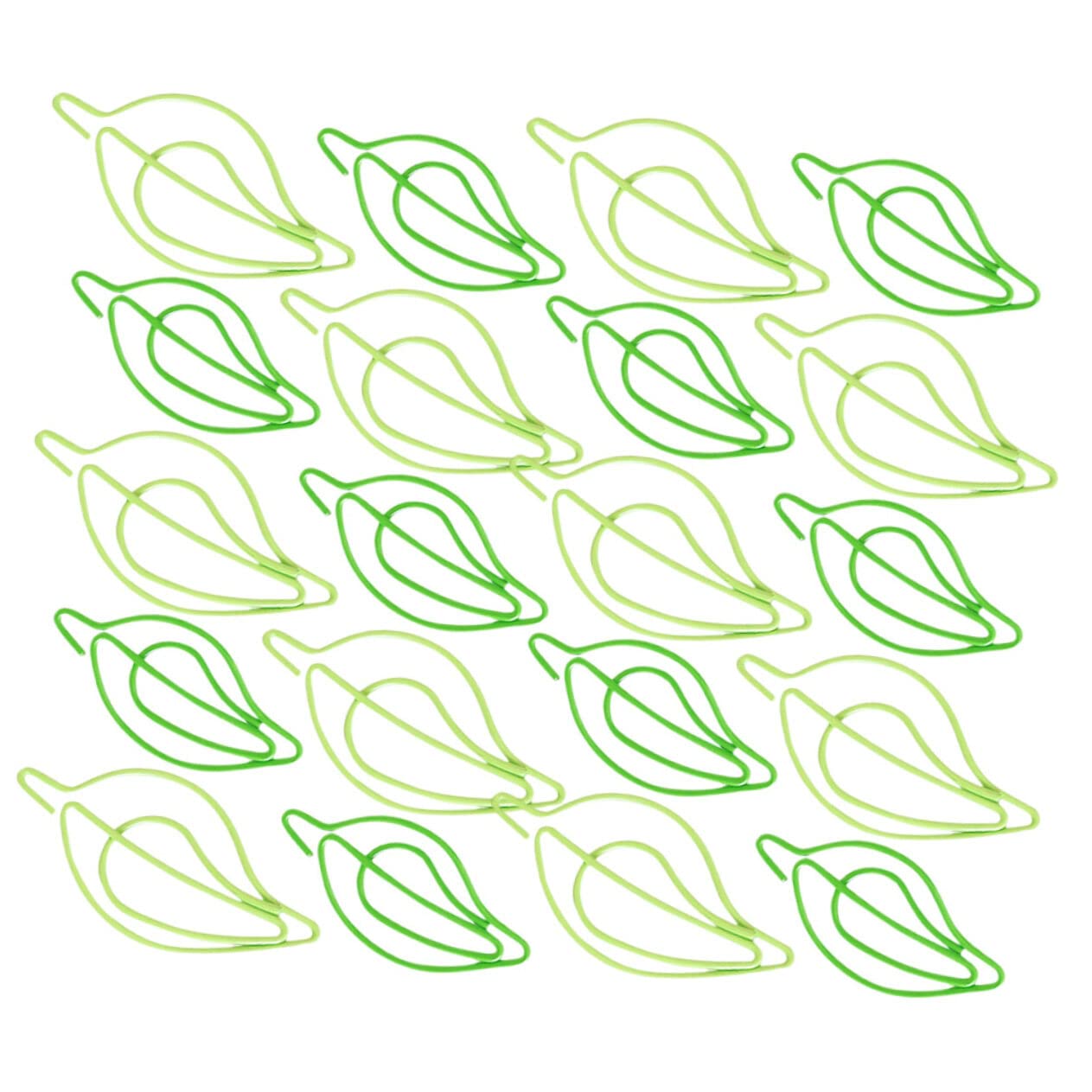 STOBOK 30pcs Green Metal Paper Clips, 3.90x1.90cm, Modern Leaf Shaped Office School Paper Clips