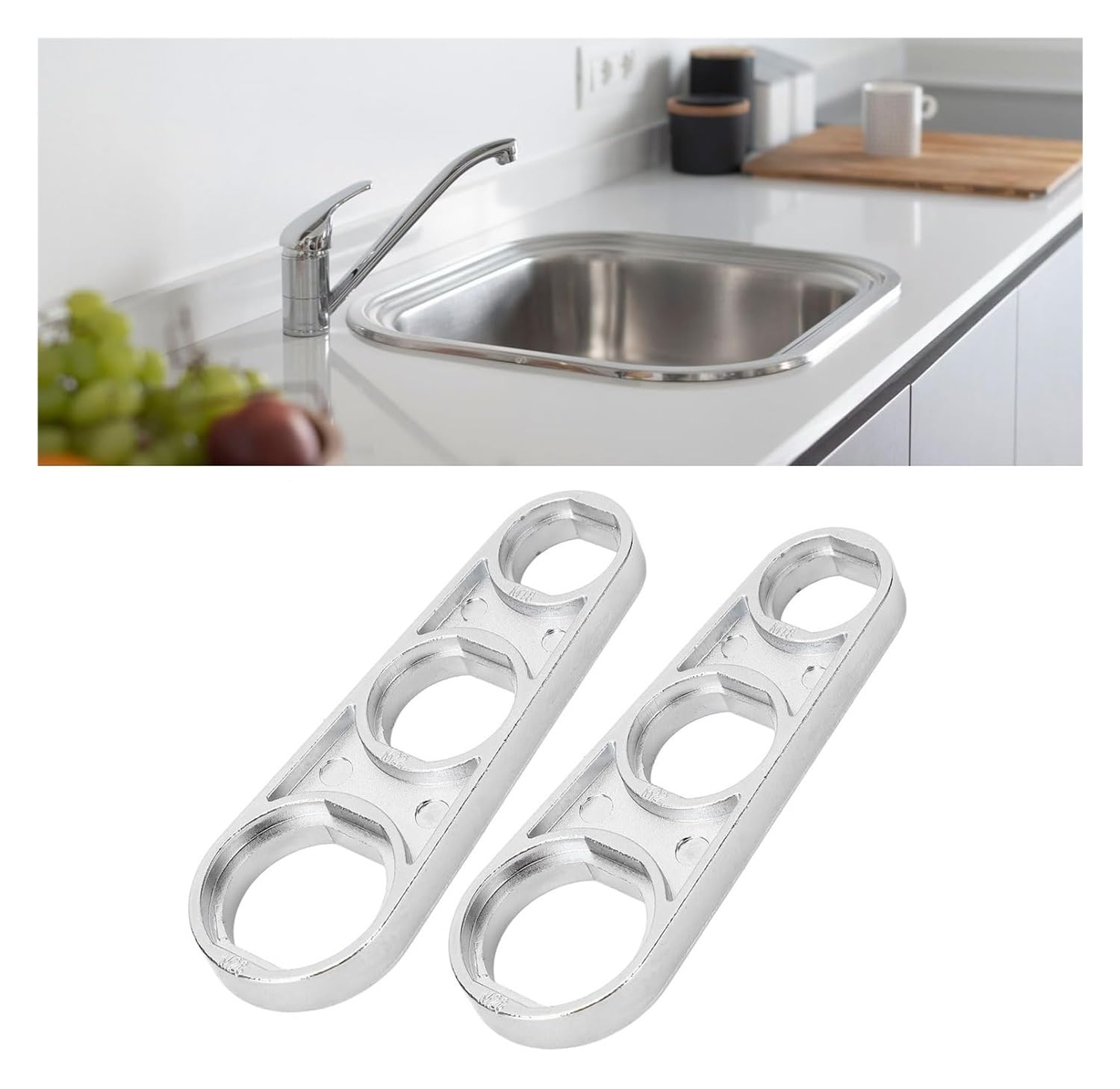 Clé de retrait d'aérateur de robinet, outil double face pour M16 M18 M20 M22 M24 M26, design en alliage de zinc pour une installation et un entretien faciles du robinet