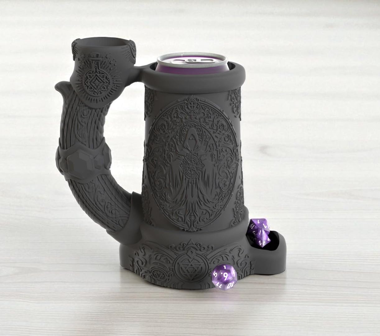 Dark Sorcerer Can Cozy Dice Tower, rullo di dadi e porta bevande, regalo di ruolo da tavolo con Dungeons and Dragons, accessorio da tavolo per giochi di ruolo, decorazione dungeon master, tazza gotica