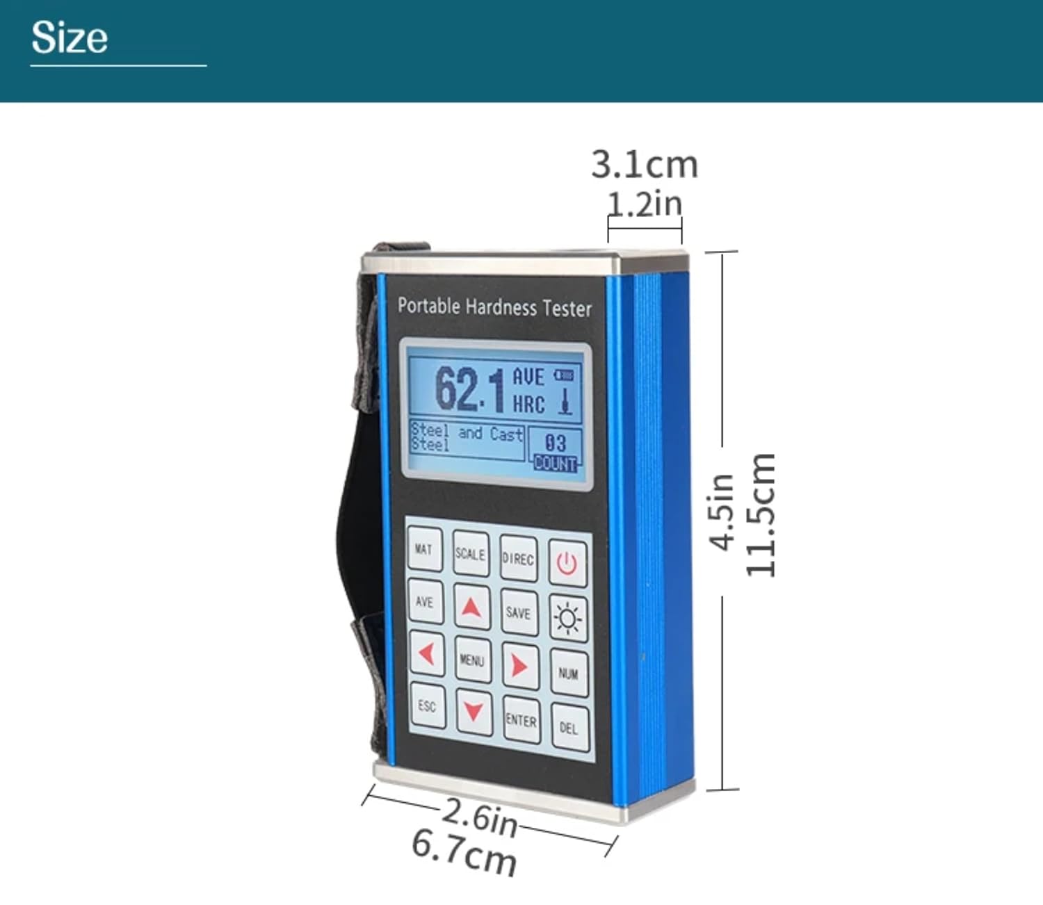 Digital Metal Hardness Tester Portable Leeb Hardness Tester - Accurately Measures Steel, alloys, etc. - Compact Design, 600 Sets of Memory, USB2.0 Interface
