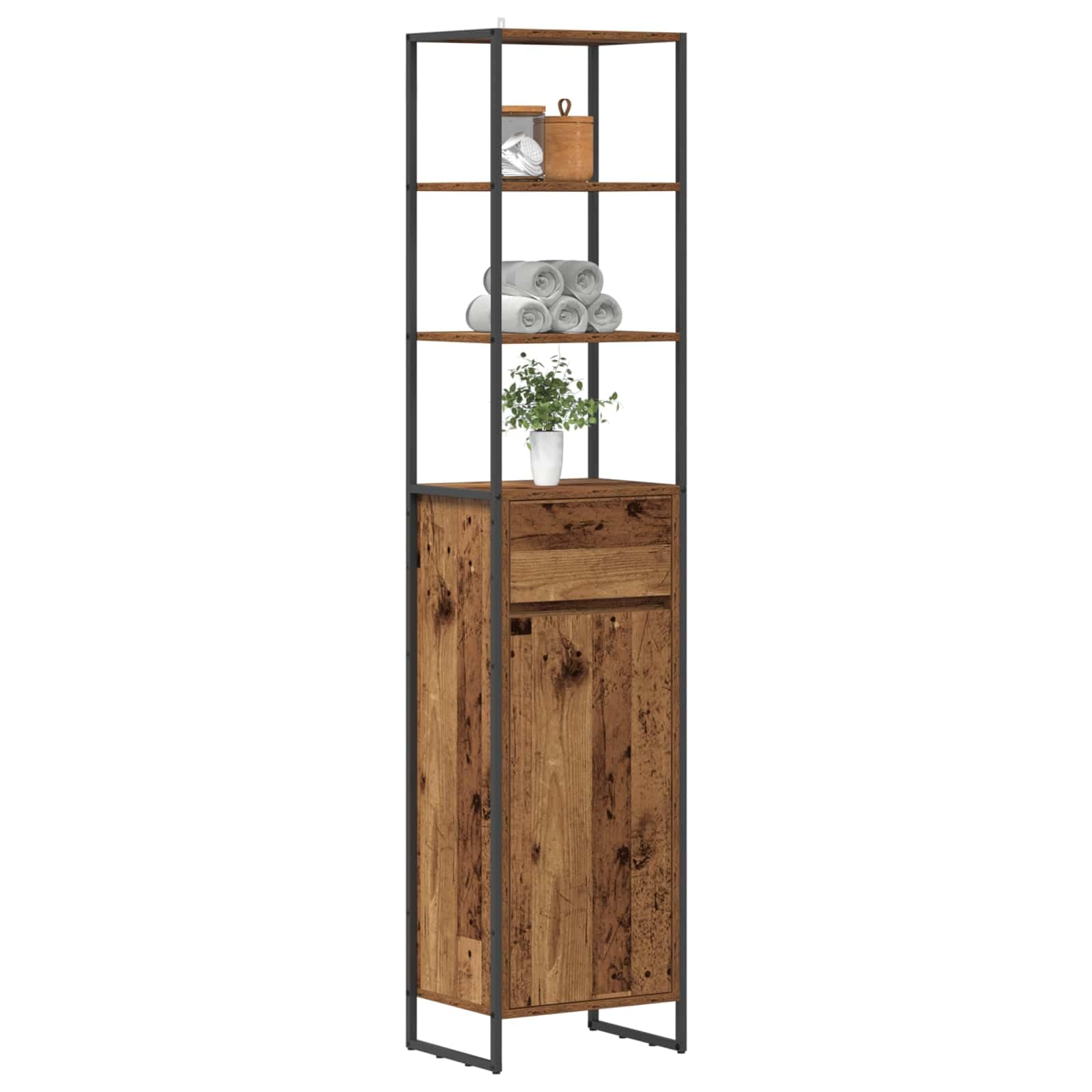 Armadio da bagno in legno antico 40 x 30 x 180 cm
