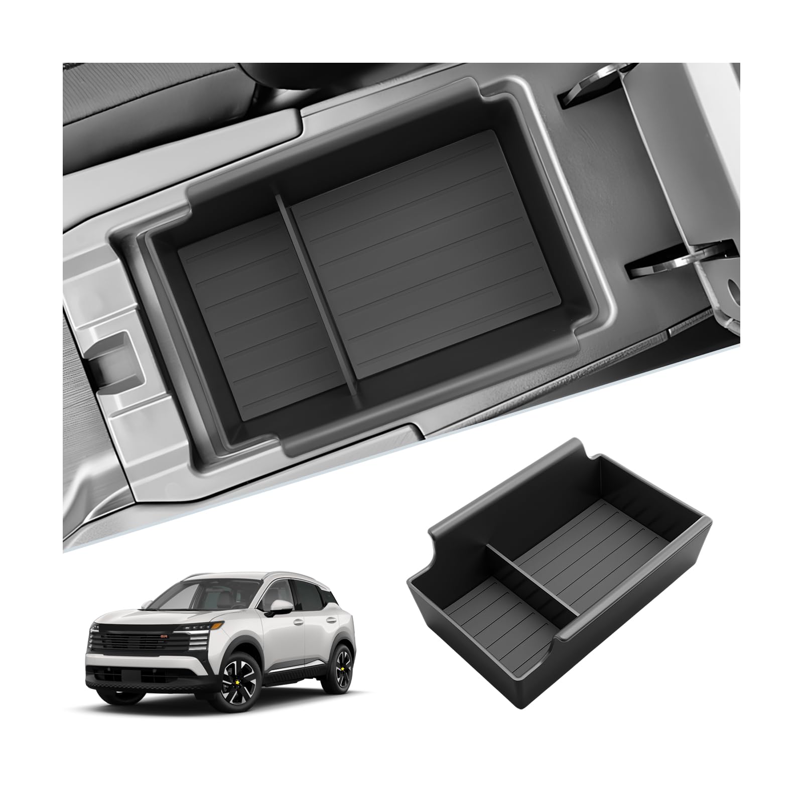 SKTUfor 2025 Nissan Kicks Accessories Center Console Organizer for 2025+ Nissan Kicks (S/SV/SR) Console Tray 2025 Kicks SR Accessories ABS Materials Tray 2025 Kicks Middle Console Organizer
